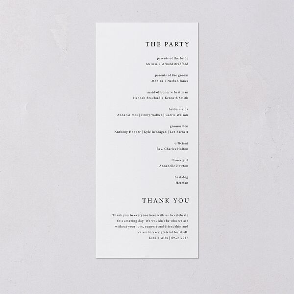 Natural Palette Wedding Programs Pure White Signature