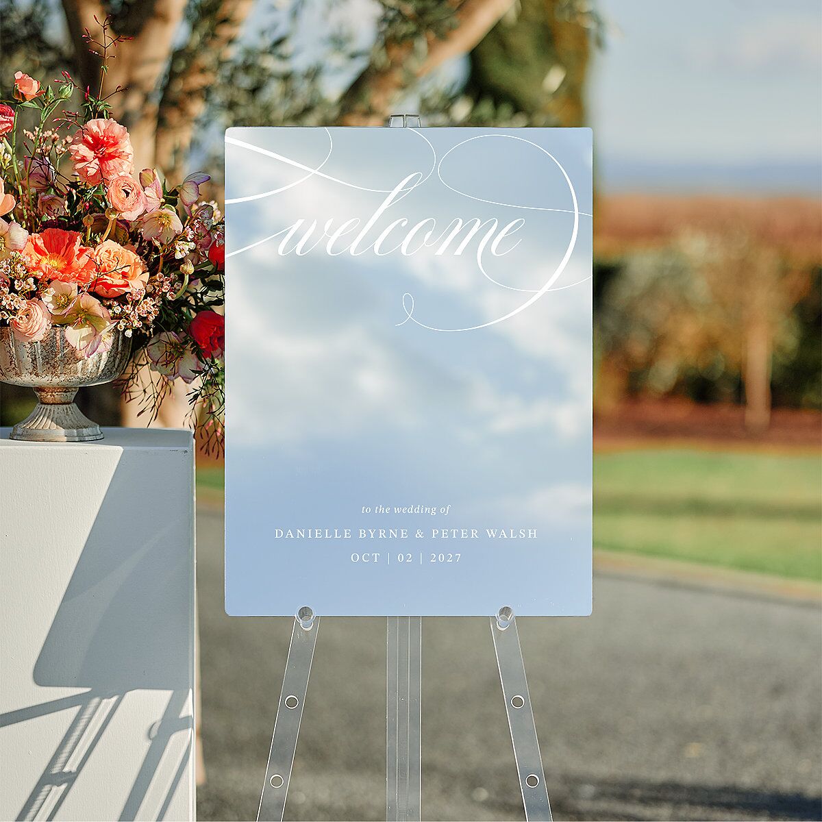 Photo Vow Mirrored Acrylic Welcome Sign Medium Pure White Mirrored Acrylic M Welcome Standard
