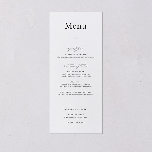 Refined Menus Pure White Signature