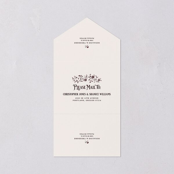 Vintage Storybook All-in-One Wedding Invitations Merlot Signature Light Both Recipient and Return Addresses No