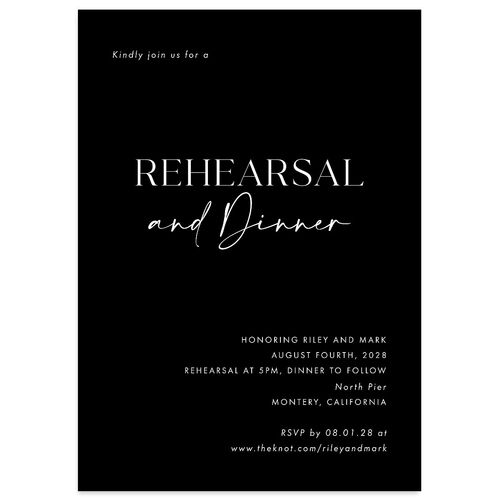 Modern Contrast Rehearsal Dinner Invitations Midnight Signature Blank Standard