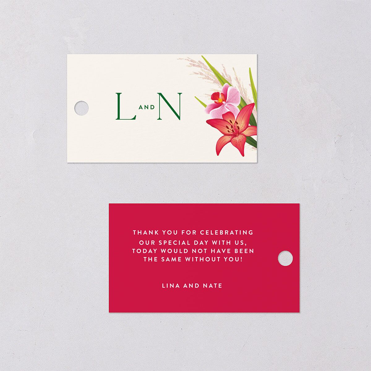 Hawaiian Tropical Orchid Oval Favor Gift Tags Crimson Signature