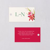Hawaiian Tropical Orchid Oval Favor Gift Tags Crimson Signature