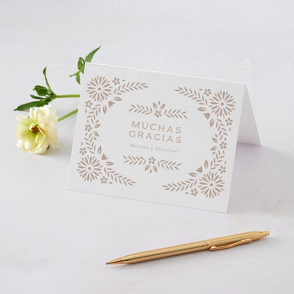 Papel Picado De Mexico Thank You Cards Taupe