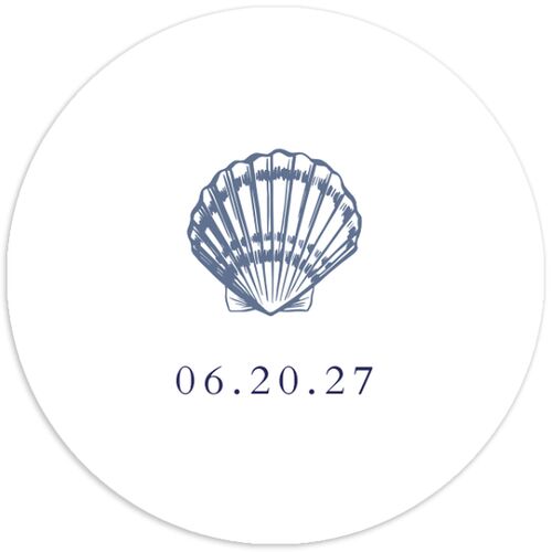 Classic Shell Wedding Stickers Royal Blue Circle