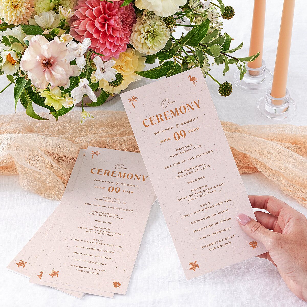 Beach Party Wedding Programs Pink Cotton Signature