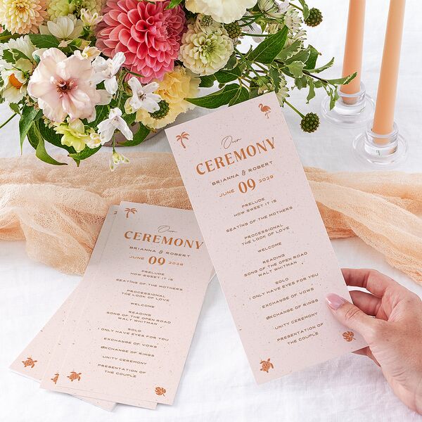 Beach Party Wedding Programs Pink Cotton Signature