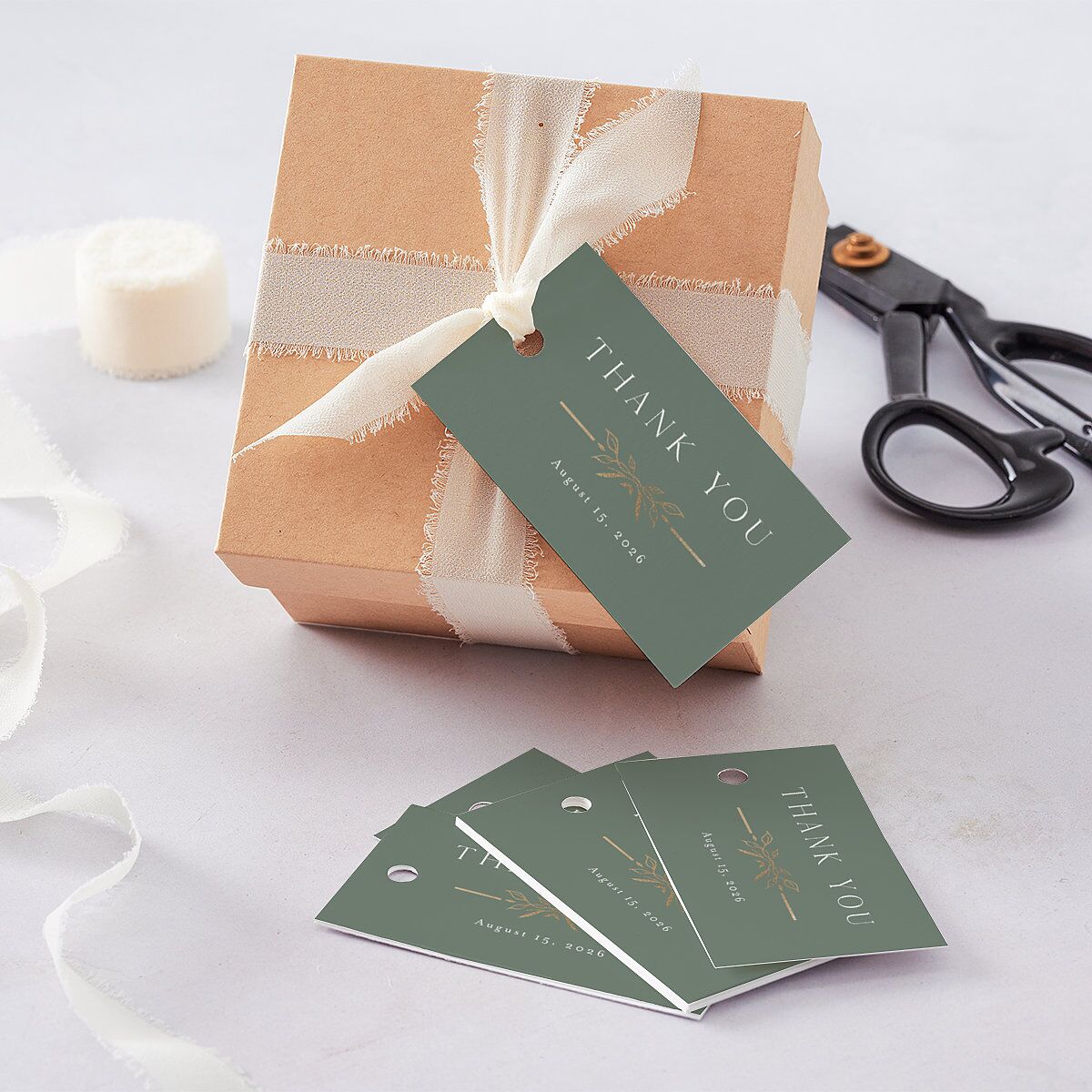 Monogram Leaves Favor Gift Tags Gold Eucalyptus Signature