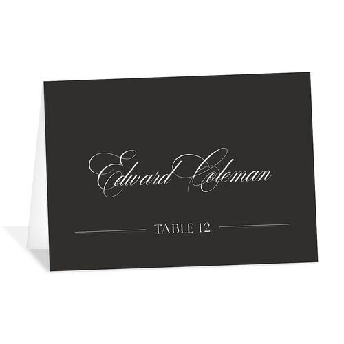 Classically Elegant Place Cards Charcoal Signature