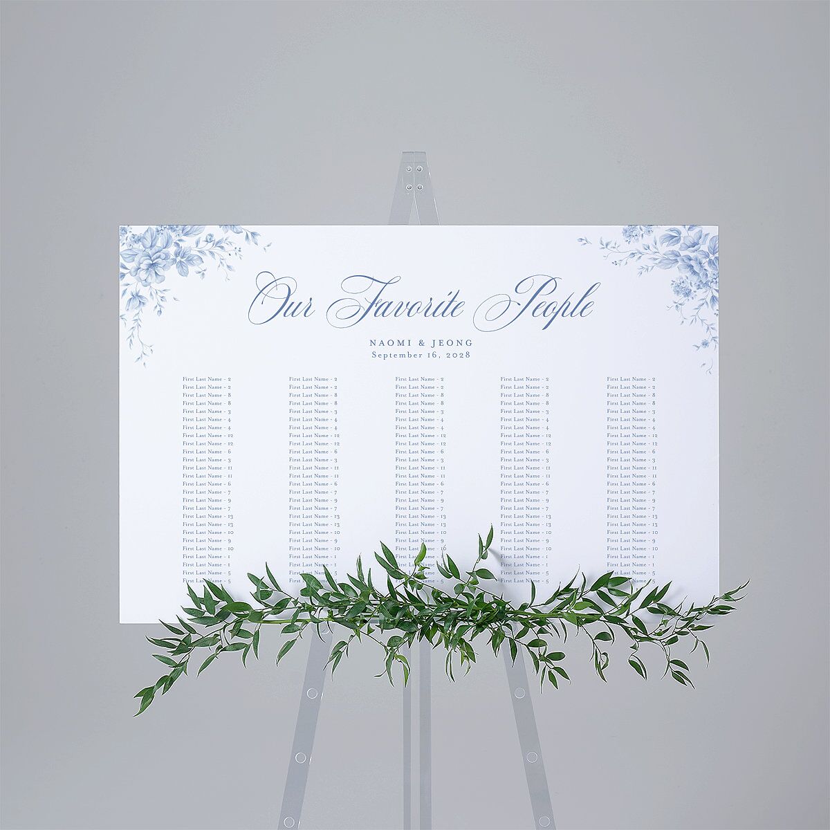 Vintage Florals Standard Seating Chart Large Regency Blue Standard Indoor Foam Core L Seating