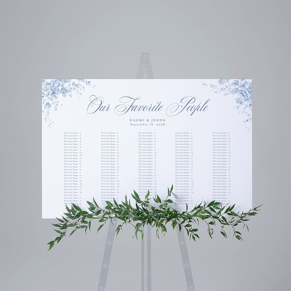 Vintage Florals Standard Seating Chart Large Regency Blue Standard Indoor Foam Core L Seating