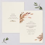 Soft Pampas Botanical Engagement Party Invitations Sepia Signature Blank Standard