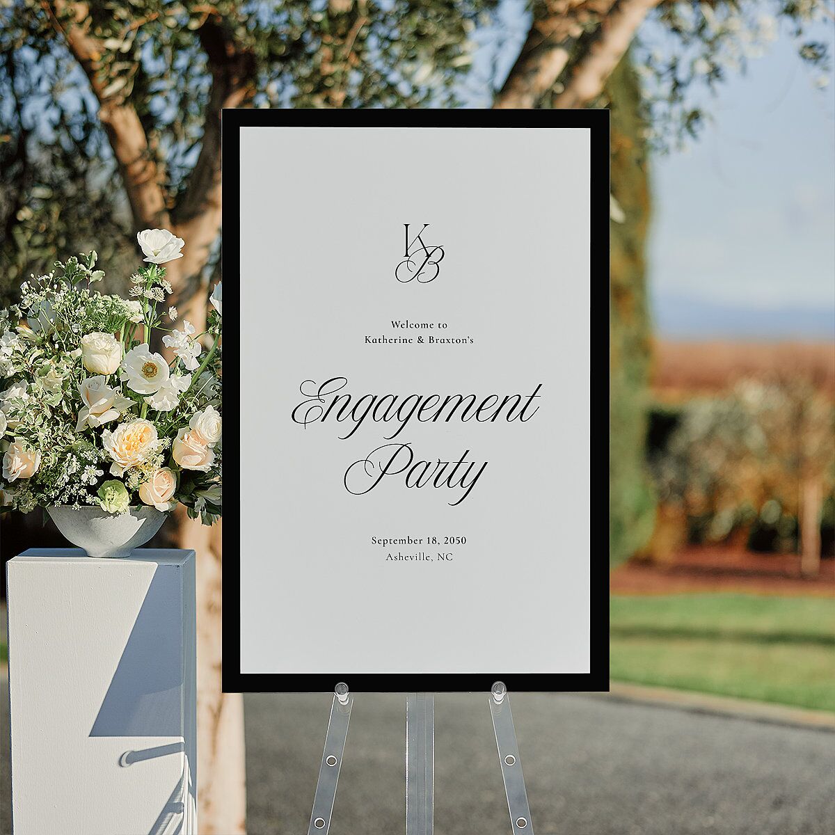 Refined Monogram Engagement Party Welcome Signs Midnight Standard Indoor Foam Core L Welcome