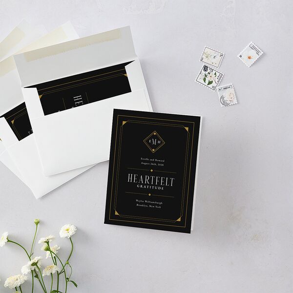 Old Hollywood Glam Thank You Cards Charcoal