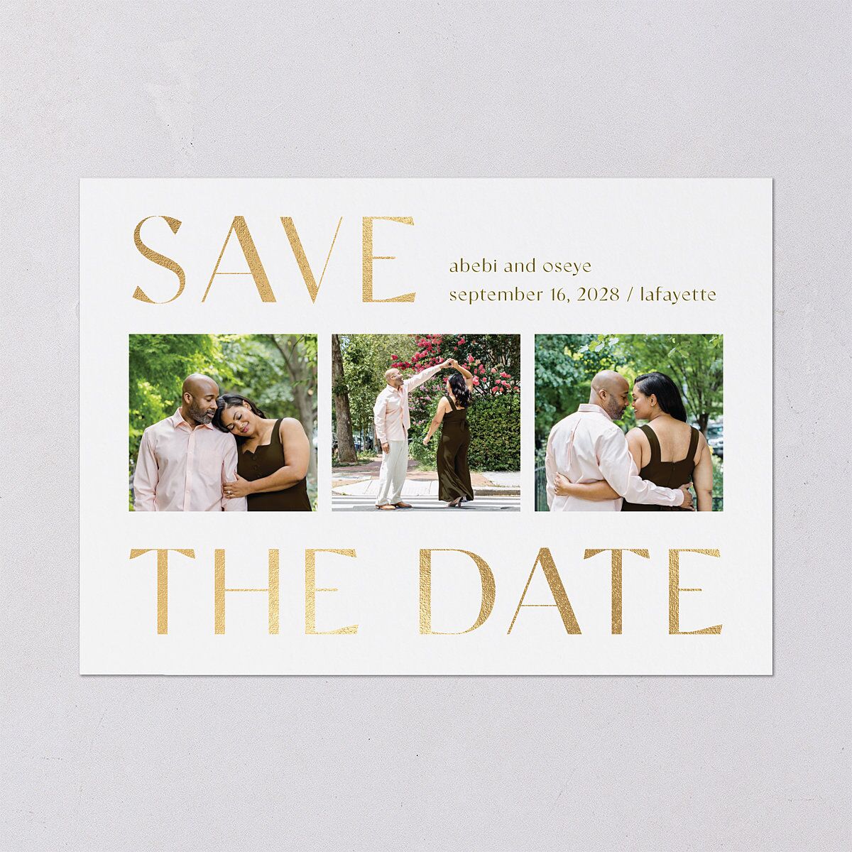 Gilded Sahara Pattern Save the Date Cards Gold Umber Signature smooth Blank No Standard