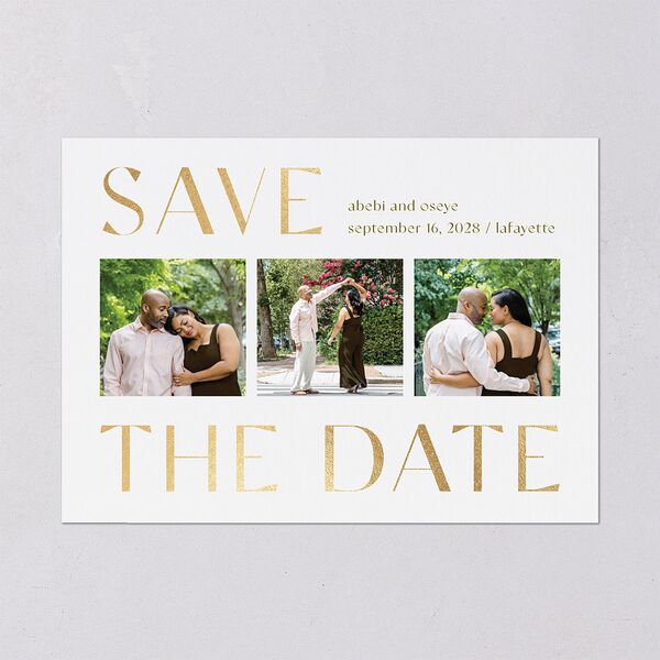 Gilded Sahara Pattern Save the Date Cards Gold Umber Signature smooth Blank No Standard