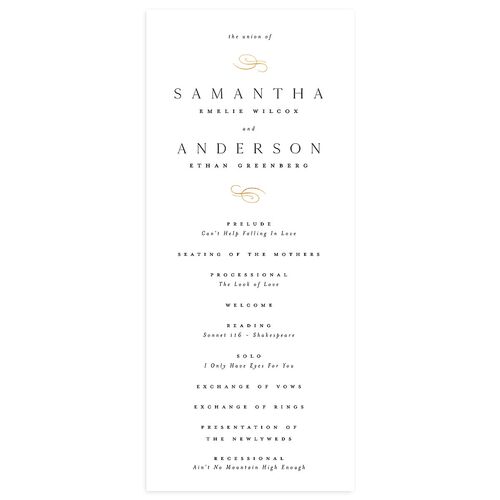 Flourishing Love Wedding Programs Gold Pure White Signature