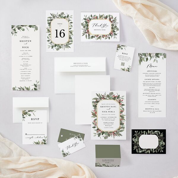 Eucalyptus Frame Favor Gift Tags No Foil Pure White Signature