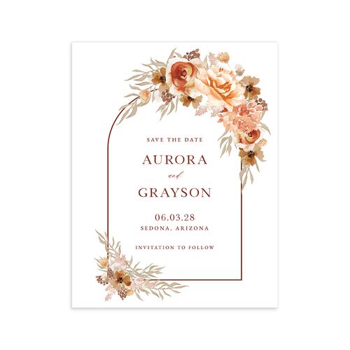 Bohemian Arch Save the Date Petite Cards Copper Signature smooth Blank No Standard