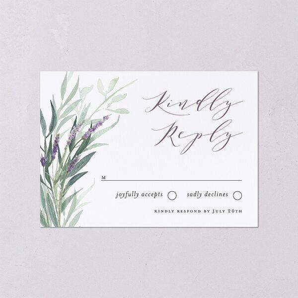Lavender Sage Wedding Response Cards Plum Signature Standard