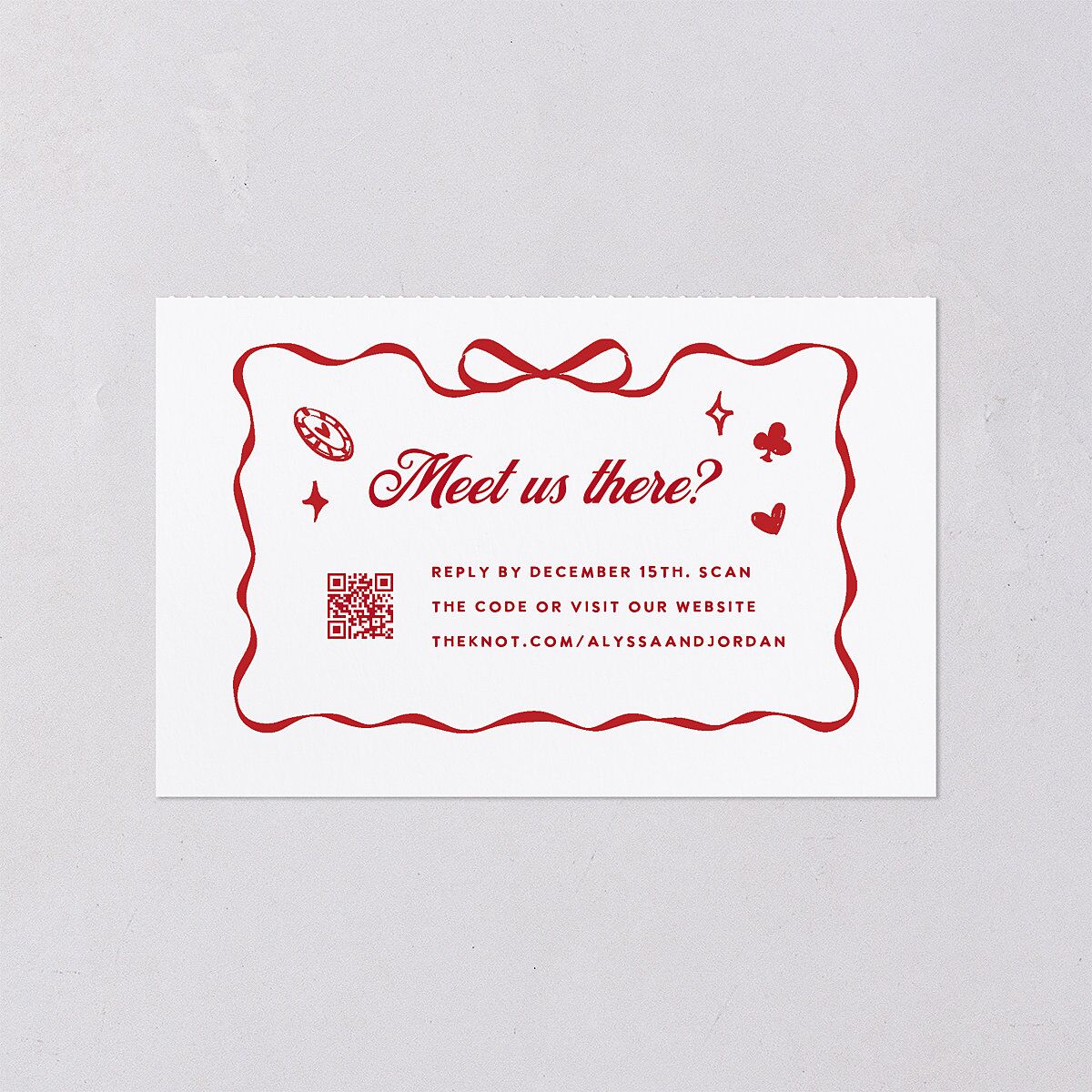 Hand Drawn Las Vegas Hearts All-in-One Wedding Invitations Ruby Signature Light Both Recipient and Return Addresses No