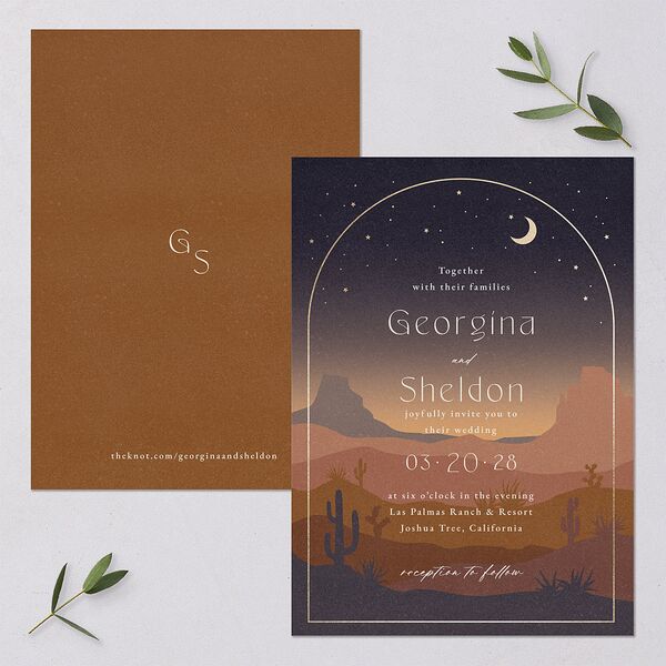 Desert Moon Wedding Invitations Gold Dark Navy Signature Blank No