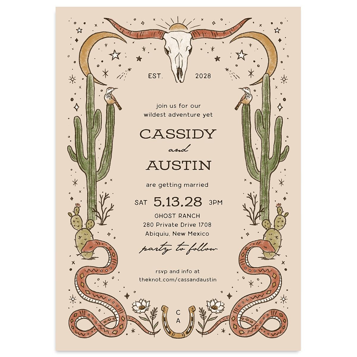 Southwestern Nouveau Wedding Invitations