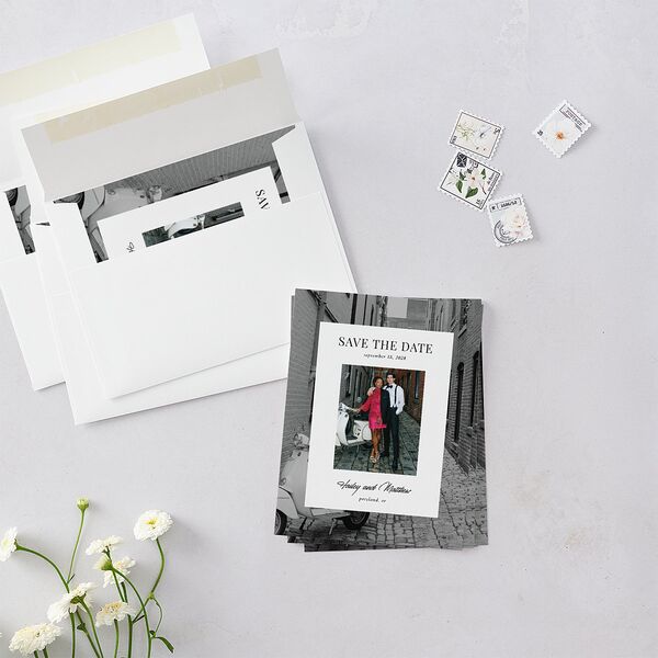 Limitless Photo Save the Date Petite Cards Pure White Signature smooth Blank No Standard