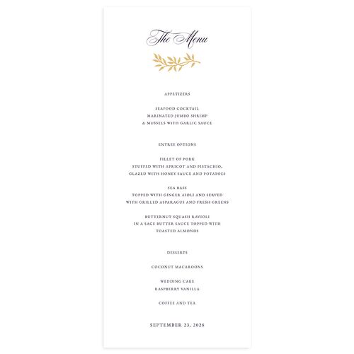 Formal Crest Menus Gold Regency Signature