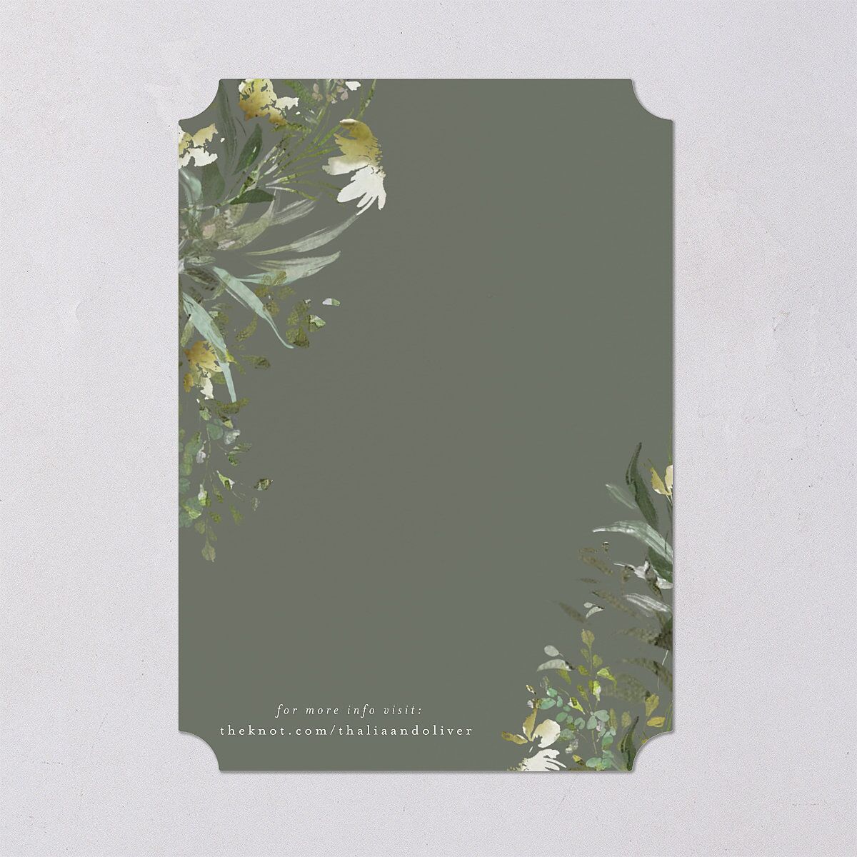 Gilded Greenery Save The Date Cards Gold Deep Olive Signature smooth Blank No