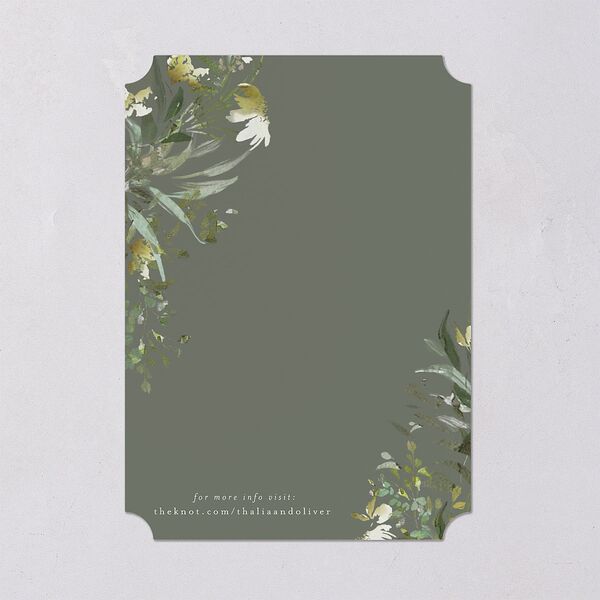 Gilded Greenery Save The Date Cards Gold Deep Olive Signature smooth Blank No