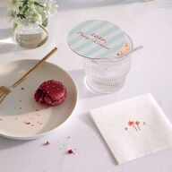 Cabana Stripes Wedding Day Coasters Pastel Blue Cardboard Circle