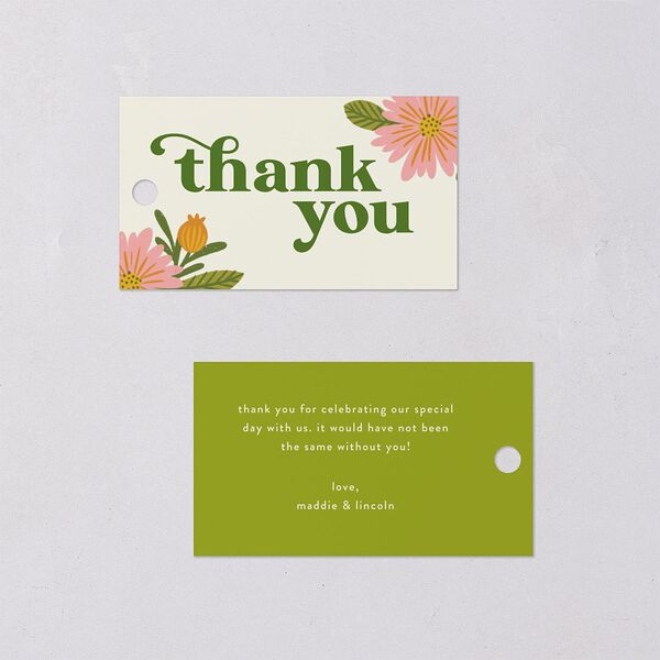 Retro Bloom Favor Gift Tags Peach Pink Signature