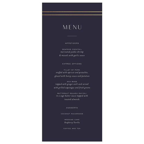Foil Arch Menus Gold Dark Navy Signature