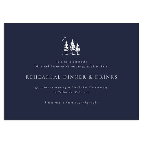 Aspen Rehearsal Dinner Invitations Royal Blue Signature Blank Standard