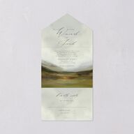 Western Valley All-in-One Wedding Invitations Sage Signature Light Both Recipient and Return Addresses No