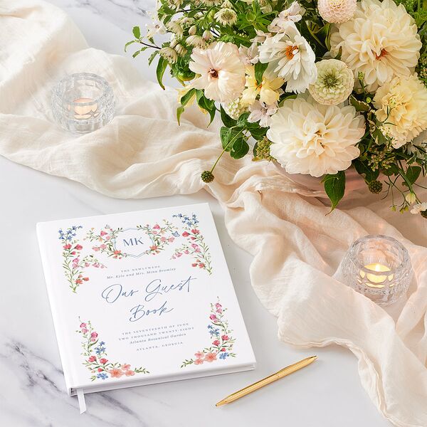 Fairytale Wildflower Crest Guest Books Pure White