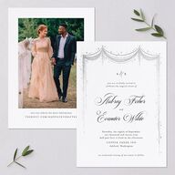 Fairytale Luxury Foil Wedding Invitations Silver Pure White Signature Blank No Standard