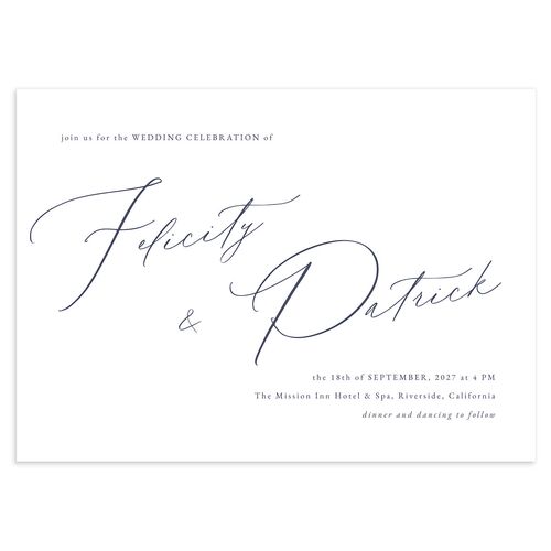 Simply Devoted Wedding Invitations Midnight Navy Signature Blank No Standard