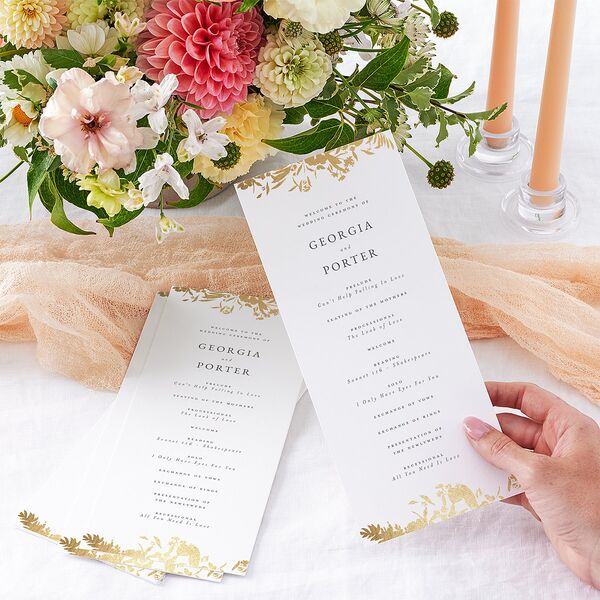 Glistening Garden Wedding Programs Gold Linen Signature