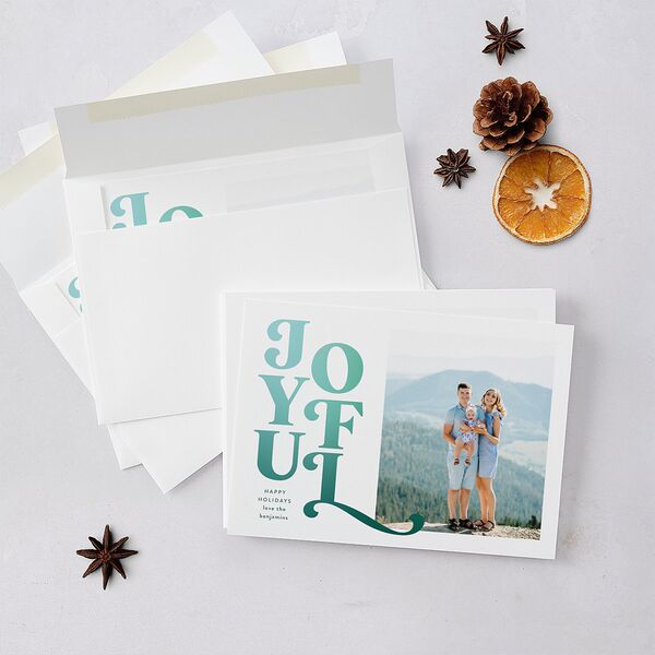 Retro Holiday Holiday Cards Sea Glass Signature Blank Standard Landscape
