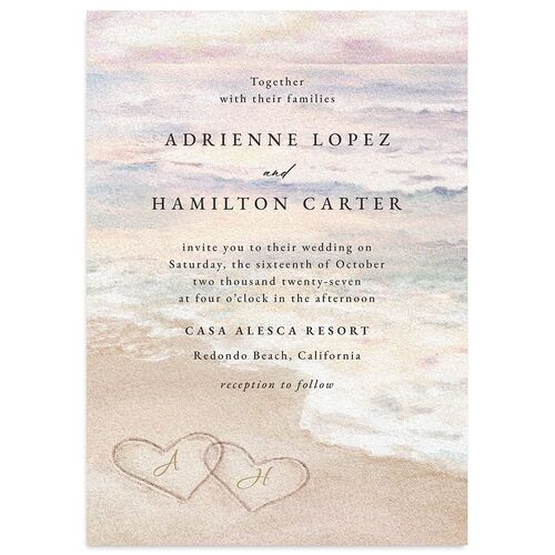 Beach Monogram Wedding Invitations Blossom Signature Blank No Standard