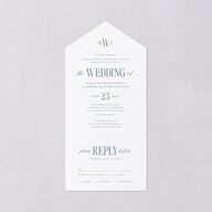 Elegant Wedding Of All-in-One Wedding Invitations Dusty Blue Signature Light Both Recipient and Return Addresses No