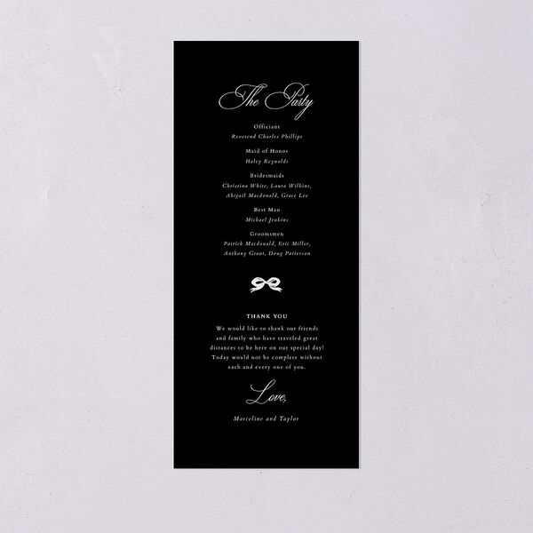 Classic Champagne with Bows Wedding Programs Pure White Signature