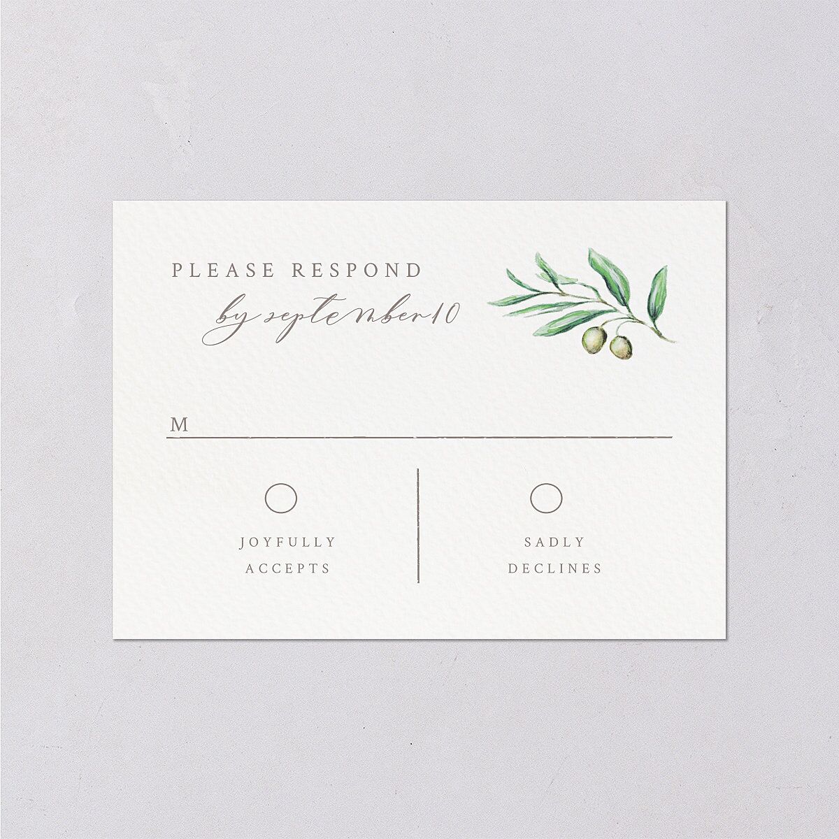 Painted Winery Wedding Response Cards Green Apple Signature Standard