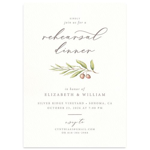 Painted Winery Rehearsal Dinner Invitations Almond Signature Blank Standard