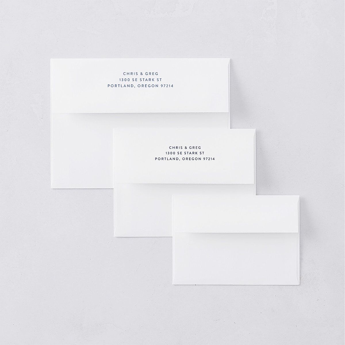 Shades of Blue Thank You Card Envelopes White Ocean Both Recipient and Return Addresses Signature Standard