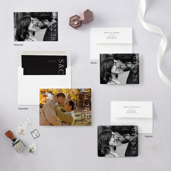 Timeless Elegance Save The Date Cards Midnight Signature smooth Blank No Standard