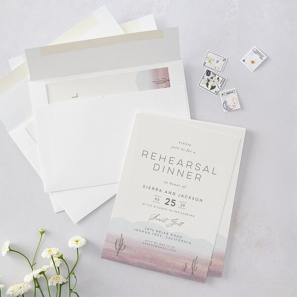 Painted Desert Rehearsal Dinner Invitations Lilac Signature Blank Standard