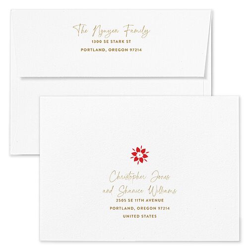 Happy Lunar New Year Holiday Card Envelopes White Buttercup Both Recipient and Return Addresses Standard Signature